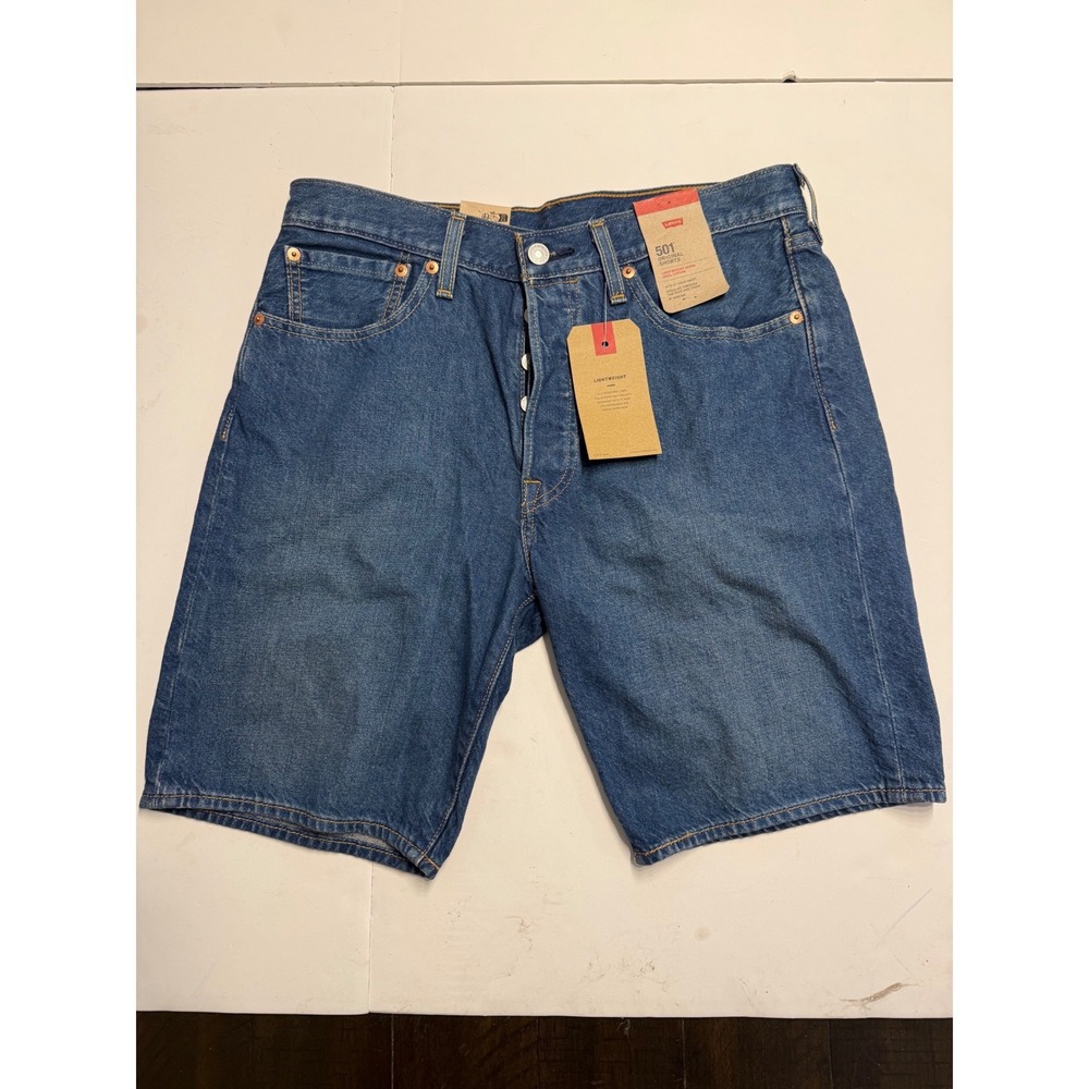 Levis 501 Original Shorts Mens 31 Blue Denim Lightweight Button Fly 365120263